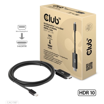 Picture of CABLE MINIDP TO HDMI 1.8M/M/M CAC-1187 CLUB3D