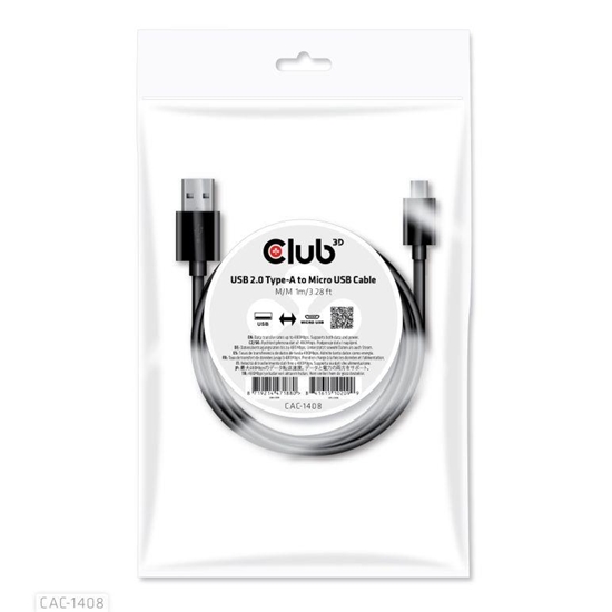 Picture of CABLE USB TO MICRO USB 1M/M/M CAC-1408 CLUB3D