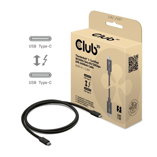 Изображение CABLE USB-C THUNDERBOLT 1M/M/M CAC-2501 CLUB3D