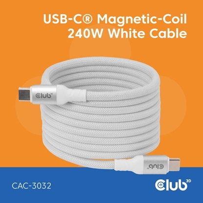 Picture of CABLE USB-C TO USB-C 2M/MAGNETIC WHITE CAC-3032 CLUB3D