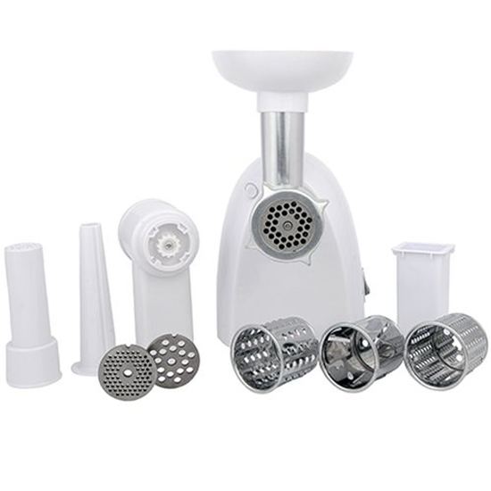 Изображение Meat mincer | Camry | CR 4802 | White | 600-1500 W | Number of speeds 1 | Middle size sieve, mince sieve, poppy sieve, plunger, sausage filler, vegatable attachment.