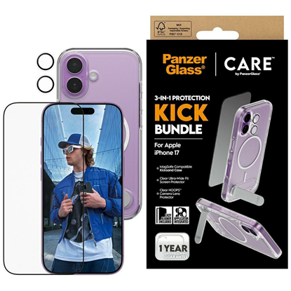 Изображение PanzerGlass CARE by Feature Kick 3in1 Case + Glass + Lens Protection Kit for iPhone 17