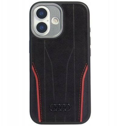 Attēls no Case Audi R8 Genuine Leather MagSafe for iPhone 17 black-red