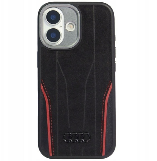 Изображение Case Audi R8 Genuine Leather MagSafe for iPhone 17 black-red