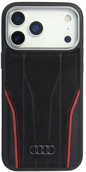 Изображение Case Audi R8 Genuine Leather MagSafe for iPhone 17 Pro Max black-red