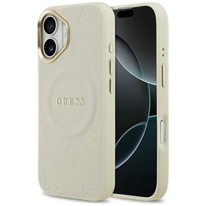 Изображение Case Guess Peony Hot Stamp MagSafe for iPhone 17 beige