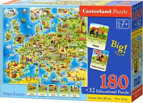 Изображение Castorland Puzzle 180 Mapa Europy z quizem