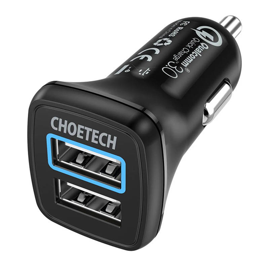 Picture of Choetech auto lādētājs 2x USB Quick Charge 3.0 30W