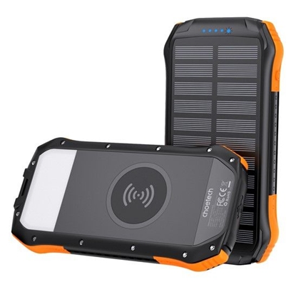 Picture of Choetech Solar powerbank with inductive charging 10000mAh Qi 5W orange (B659) Black