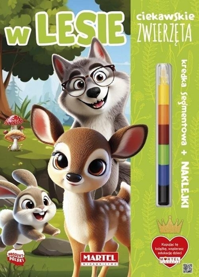 Picture of Ciekawskie zwierzta W lesie z kredk i naklejkami