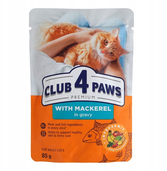 Picture of CLUB4 KOT sasz.85g  MAKRELA w sosie       /24