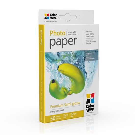 Picture of ColorWay Premium Semiglossy Photo Paper, 255g/m, 10x15, 50pcs.
