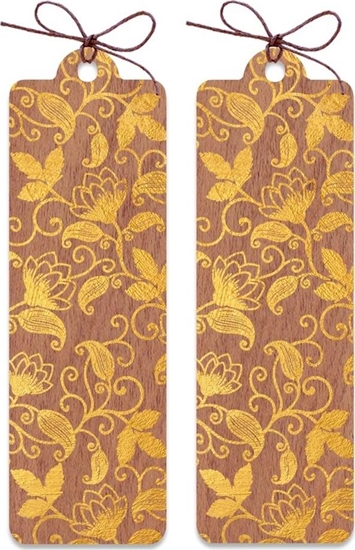 Picture of Cozywood Zakadka drewniana zota Kwiaty