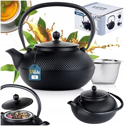 Attēls no Czajnik do Herbaty Naparów z Zaparzaczem eliwny Emaliowany Czarny ORION 1l