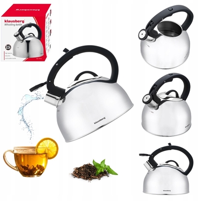 Изображение CZAJNIK STALOWY Z GWIZDKIEM 2,5L KLAUSBERG KB-7910