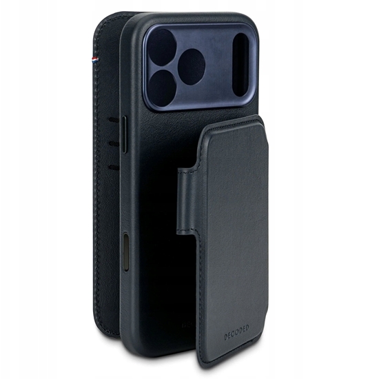 Изображение Decoded Leather Detachable Wallet - skórzana obudowa ochronna do iPhone 17 Pro kompatybilna z MagSafe (navy shadow)