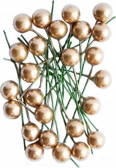 Picture of Dekoracja witeczna MFP paper Owoce ostrokrzewu biae zote 1,2cm 24szt