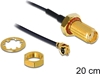 Picture of Delock Antenna Cable SMA jack bulkhead to I-PEX Inc., MHF® I plug 1.13 20 cm thread length 10 mm splash proof
