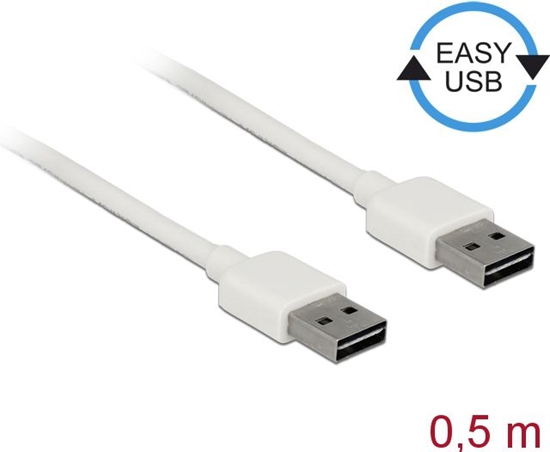 Изображение Delock Cable EASY-USB 2.0 Type-A male > EASY-USB 2.0 Type-A male 0,5 m white