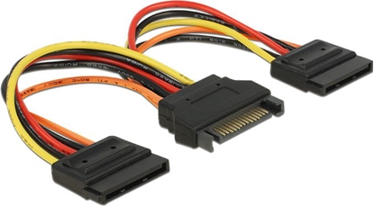 Picture of Delock Cable Power SATA 15 pin plug > 2 x Power SATA 15 pin receptacle 15 cm