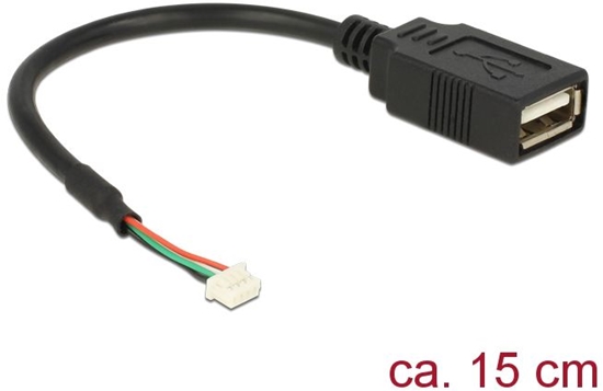 Picture of Delock Cable USB 2.0 pin header female 1,25 mm 4 pin > USB 2.0 Type-A female 15 cm