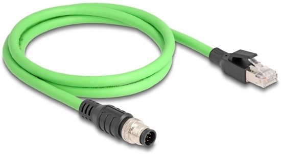 Picture of Delock M12 Cable A-coded 8 pin male to RJ45 male PUR (TPU) 1 m