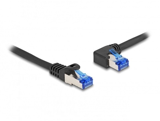 Picture of Delock RJ45 Network Cable Cat.6A S/FTP straight / left angled 2 m black