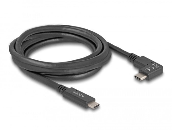 Picture of Delock USB 5 Gbps Cable USB Type-C™ male to USB Type-C™ male angled left / right 2 m 4K PD 60 W with E-Marker