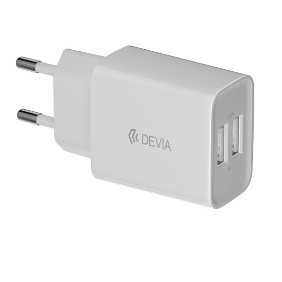 Picture of Devia wall charger Smart 2x USB 2,4A white
