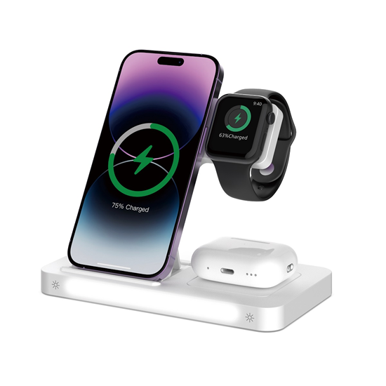 Picture of Devia wireless charger 3in1 Smart 15W white with l