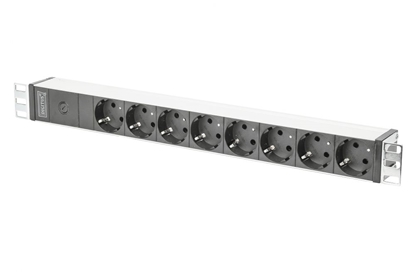 Изображение Digitus aluminum outlet strip with pre-fuse, 8 safety outlets, 2 m supply IEC C14 plug