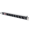 Picture of Digitus aluminum outlet strip with switch, 7 safety outlets, 2 m supply safety plug