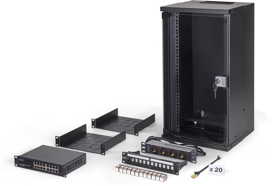 Picture of DIGITUS Netzwerk-Set 254 mm (10") - 12HE, 315x300 mm (BxT)sw