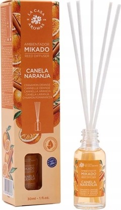 Attēls no Dyfuzor zapachowy LA CASA DE LOS AROMAS_Mikado Intense patyczki zapachowe Cynamon & Pomaracza 30ml