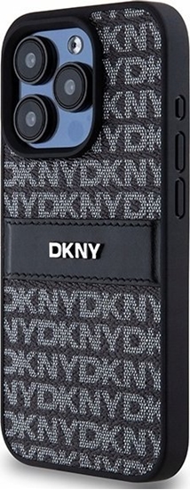 Picture of DKNY DKNY DKHCP15LPRTHSLK iPhone 15 Pro 6.1" czarny/black hardcase Leather Mono Stripe & Metal Logo