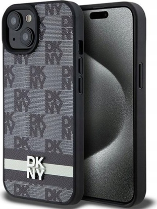 Attēls no DKNY DKHCP15MPCPTSSK iPhone 15 Plus / 14 Plus 6.7" czarny hardcase Leather Checkered Mono Pattern & Printed Stripes