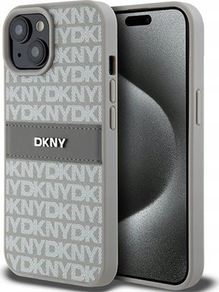 Изображение DKNY DKHCP15MPRTHSLE iPhone 15 Plus / 14 Plus 6.7" beowy hardcase Leather Mono Stripe & Metal Logo