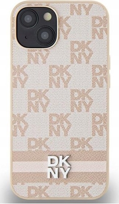 Attēls no DKNY DKHCP15SPCPTSSP iPhone 15 / 14 / 13 6.1 róowy hardcase Leather Checkered Mono Pattern & Printed Stripes