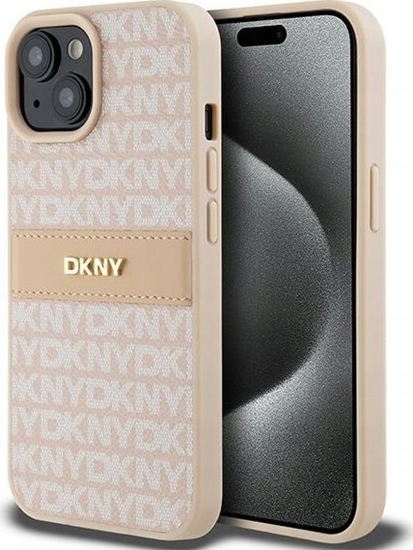 Изображение DKNY DKNY DKHCP15SPRTHSLP iPhone 15 / 14 / 13 6.1" róowy/pink hardcase Leather Mono Stripe & Metal Logo