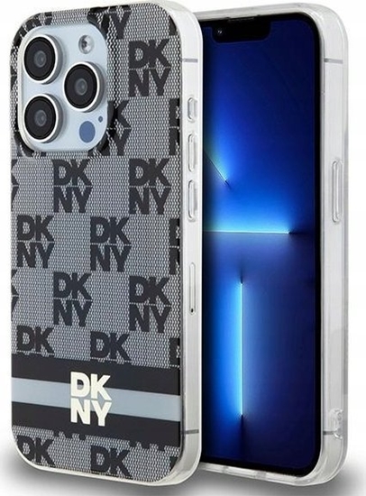 Picture of DKNY DKNY DKHMP15LHCPTSK iPhone 15 Pro 6.1" czarny/black hardcase IML Checkered Mono Pattern & Printed Stripes MagSafe