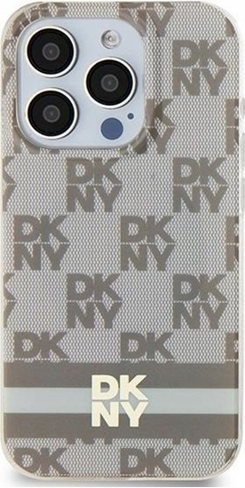 Picture of DKNY DKNY DKHMP15MHCPTSE iPhone 15 Plus / 14 Plus 6.7" beowy/beige hardcase IML Checkered Mono Pattern & Printed Stripes MagSafe