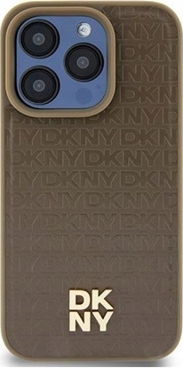 Изображение DKNY DKHMP15MPSHRPSW iPhone 15 Plus / 14 Plus 6.7" brzowy/brown hardcase Leather Pattern Metal Logo MagSafe
