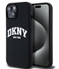 Picture of DKNY Apple iPhone 15 hardcase Liquid Silicone White Printed Logo MagSafe Black