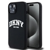 Picture of DKNY Apple iPhone 15 hardcase Liquid Silicone White Printed Logo MagSafe Black