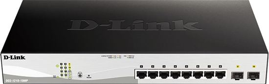 Picture of D-Link 10-Port Layer2 PoE+ Smart Managed Gigabit Switch8 x 10/100/1000Mbit/s TP (RJ-45) PoE Port, Port 1-8 802.3at Power-over-Ethernet bis 30 Watt Leistung pro Port2x 100/1000Mbit/s SFP Slot802.3x Flow Control, 802.3ad Link Aggregation und statische Trunk