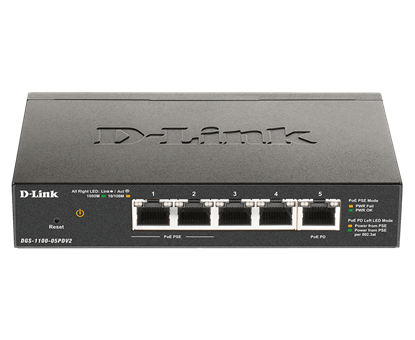 Picture of D-Link DGS-1100-05PDV2 network switch Managed Gigabit Ethernet (10/100/1000) Power over Ethernet (PoE) Black