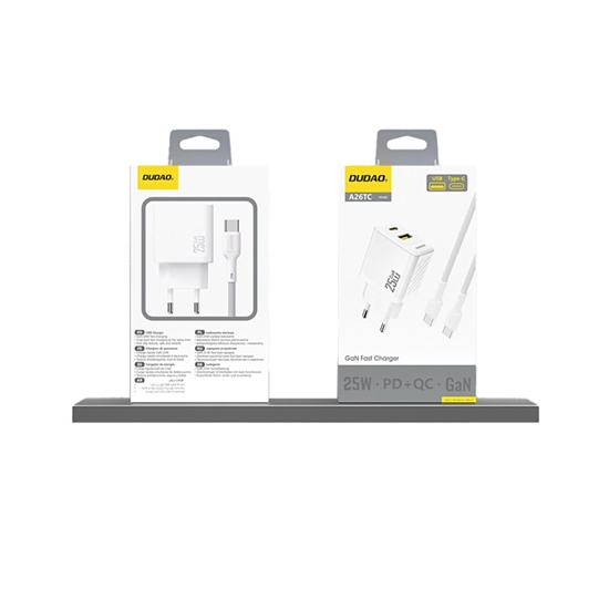 Изображение Dudao Dudao A26T GaN 25W USB-A, USB-C Charger - White