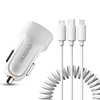 Picture of Dudao Dudao car kit charger 2x USB 2.4A + cable USB 3in1 Lightning / Type C / micro USB cable white (R7 white)