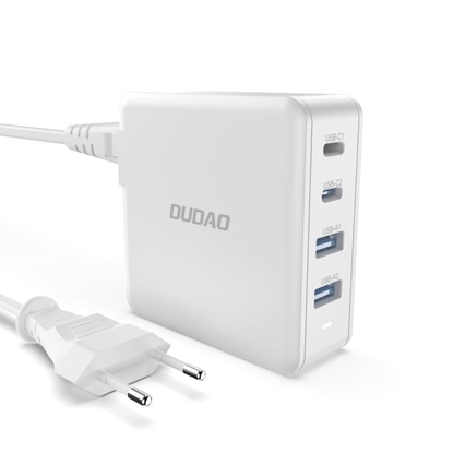 Attēls no Dudao GaN 100W fast wall charger 2 x USB-C / 2 x USB Dudao A100EU - white