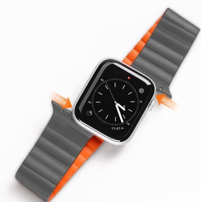 Изображение Dux Ducis Apple Magnetic Strap Watch Strap 7/6/5/4/3/2 / SE (41/40 / 38mm) Magnetic Grey Orange